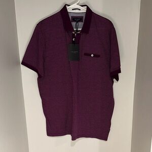 Ted Baker NWT London Deep Maroon/ Purple Polo Shirt. Size 6.